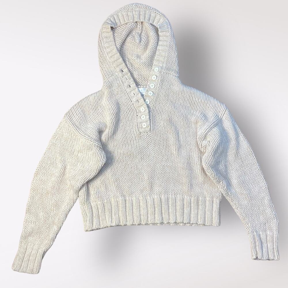 Soft Surroundings Beige Chunky Heavy Knit Hoodie Sweater Size M